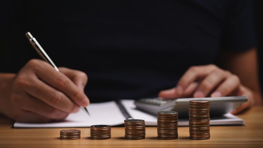 A man counting pennies